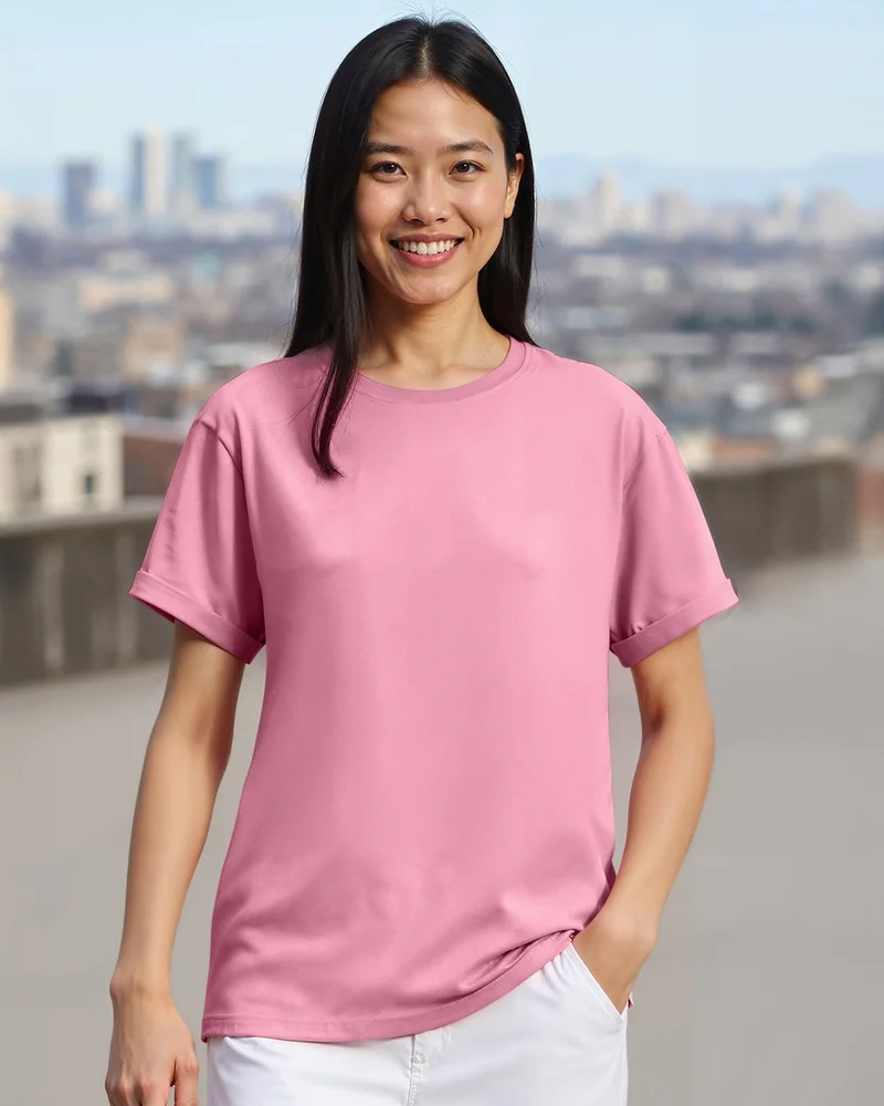 bewakoof Women's Prism Pink Boyfriend T-shirt